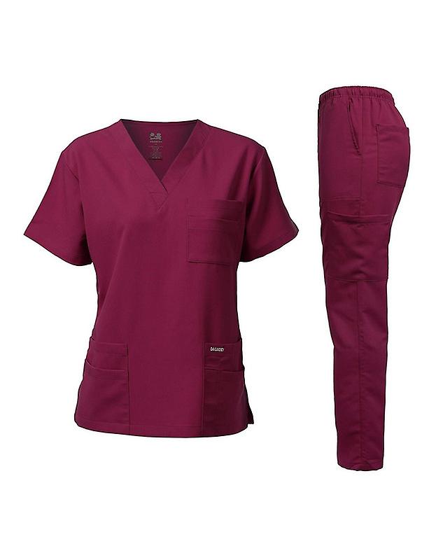 Women's Soft Comfortable Breathable Moderate Thickness Solid Medical Outfit Sets Red