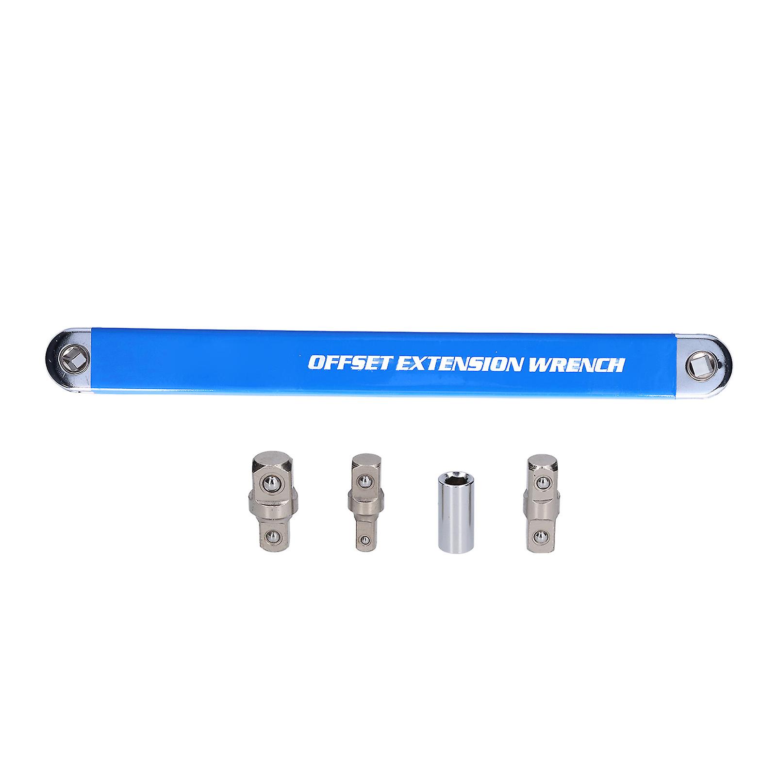 Extension Wrench Set, High Carbon Steel Offset Ratchet Wrench, Extension with Adapters and Sockets