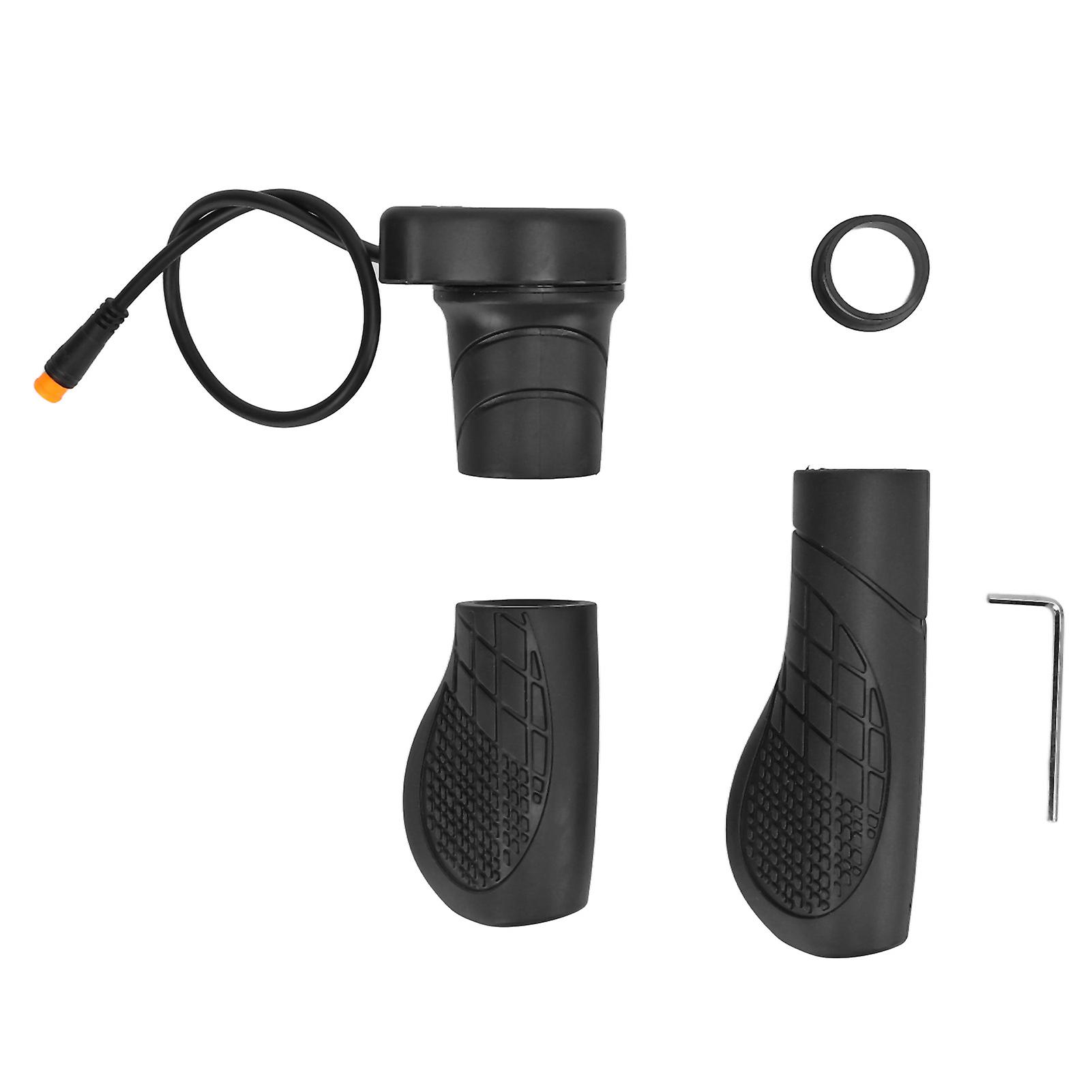 Qukaim Bike Handlebar Grip Bike Throttle Handle Grip, Waterproof Connector Throttle Twist Grip, Half Left Hand Rotating Speed Control for Bicycle