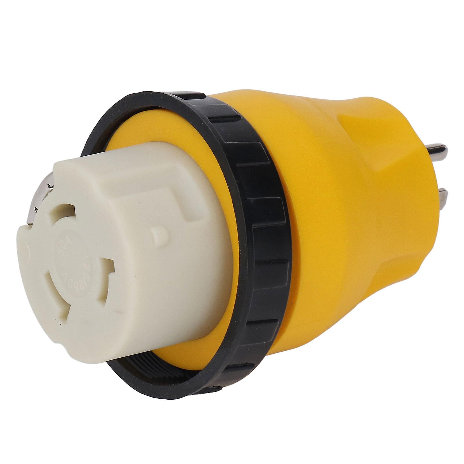 50A to 15A RV Power Connector Adapter Plug with Twisting Lock Generator Conversion for Camping and Outdoor Use