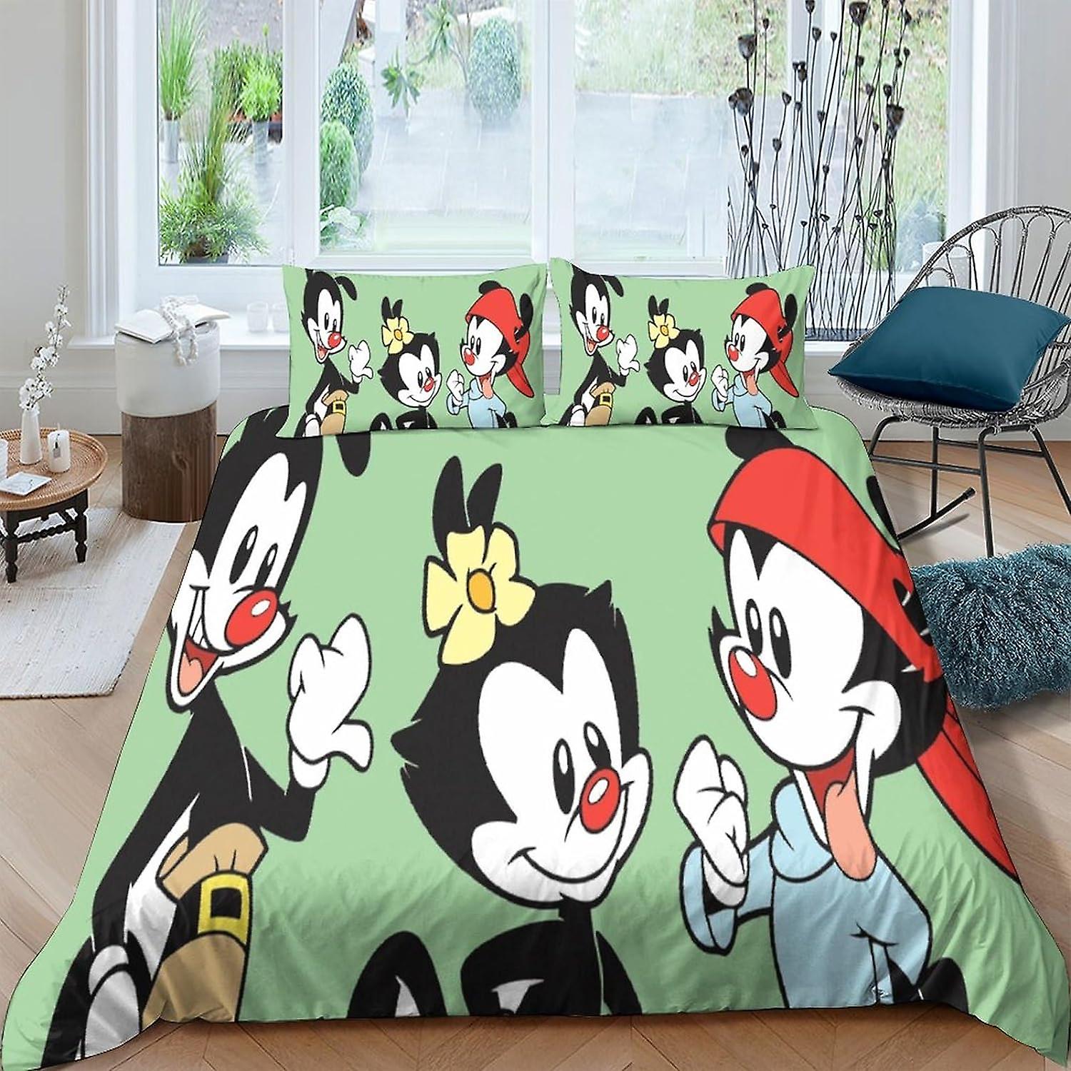 Animaniacs3D Effect Comforter Cover for Childrens And Adults Printed Microfiber Animaniacs Duvet Cover Set with Pillow Cases Quilt Bedding Set with Zi