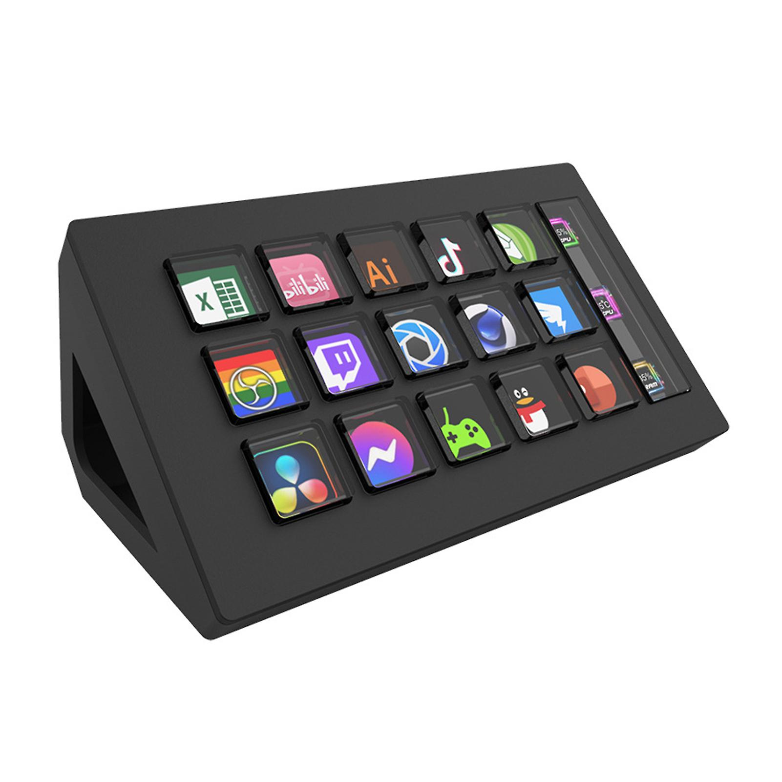 15 Programmable LCD Keys Stream Deck Keyboard Easy Using Live Streaming Control Deck Gift for Game Lover