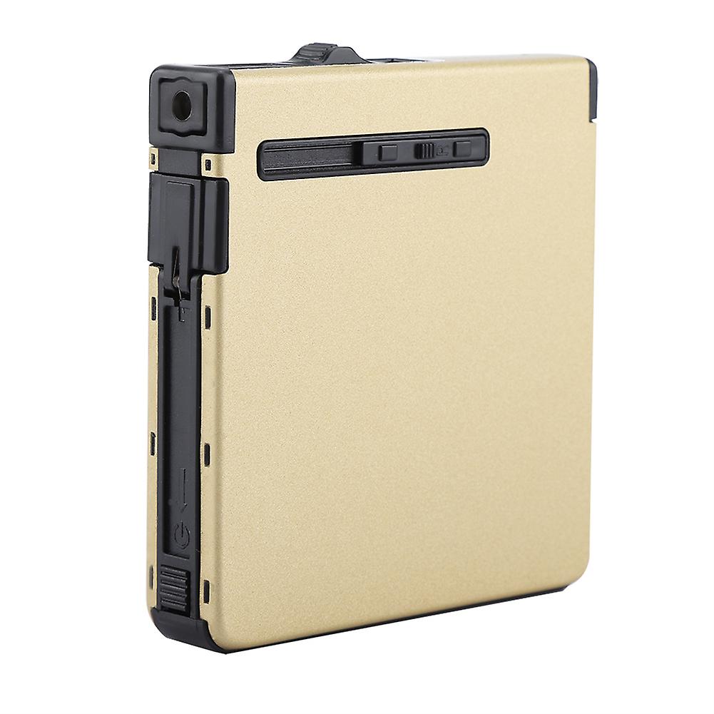 Automatic Cigarette Storage Case Windproof Metal Box Holder Without Gas Golden