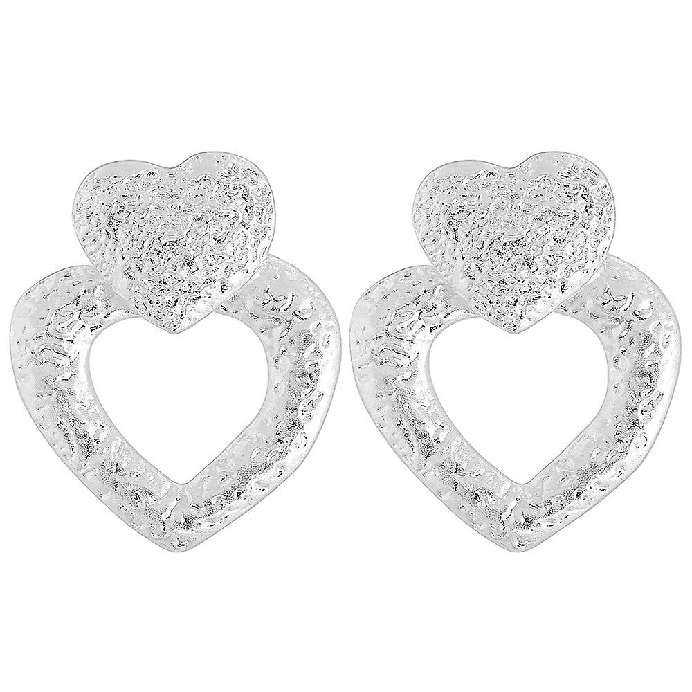 Heart Shape Geometric Rectangle Stud Earrings for Women