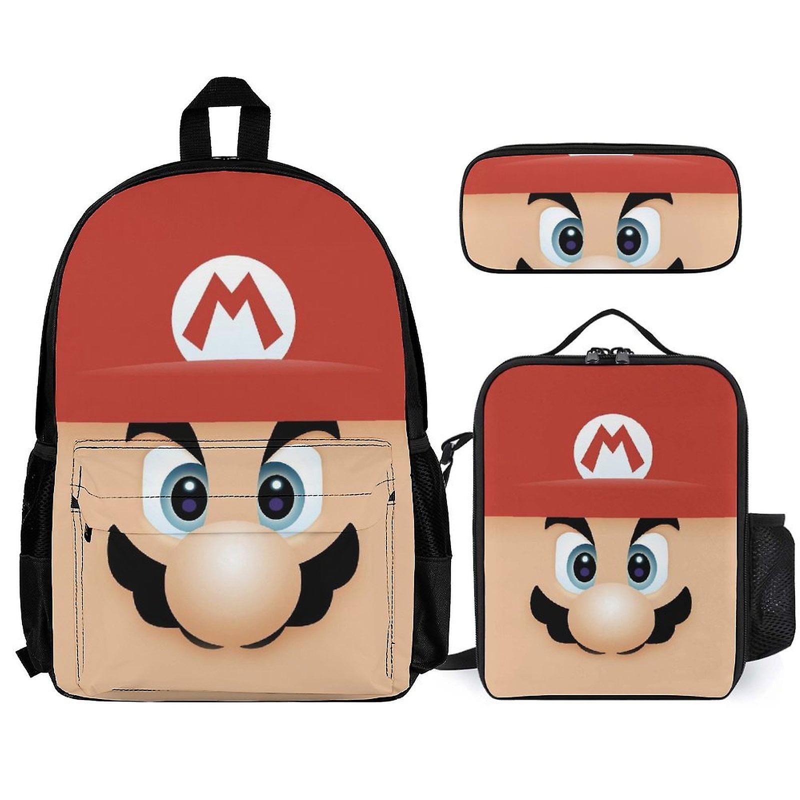Super Mario Backpack Set, Backpack with Lunch Box And Pencil Case 3pcs Set