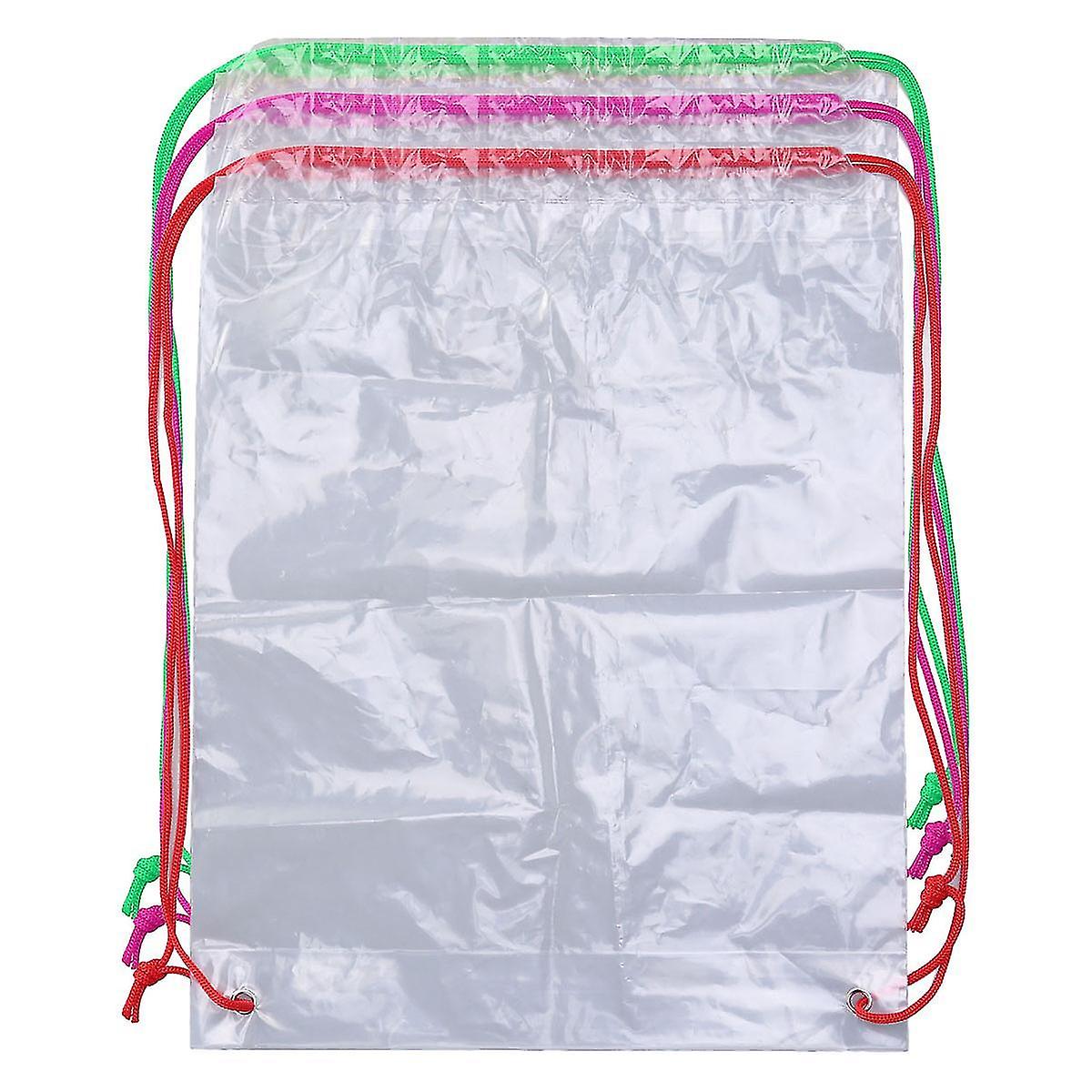 Qualified Storage Bag Transparent Drawstring Backpack Clear String Bag (rope Color Random)