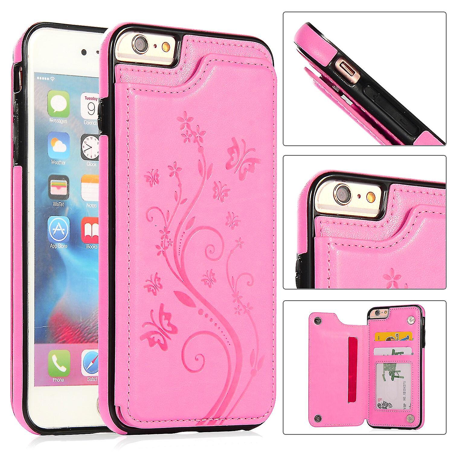  Case Iphone 6 6s With Card Holder Pu Leather Butterfly Pattern