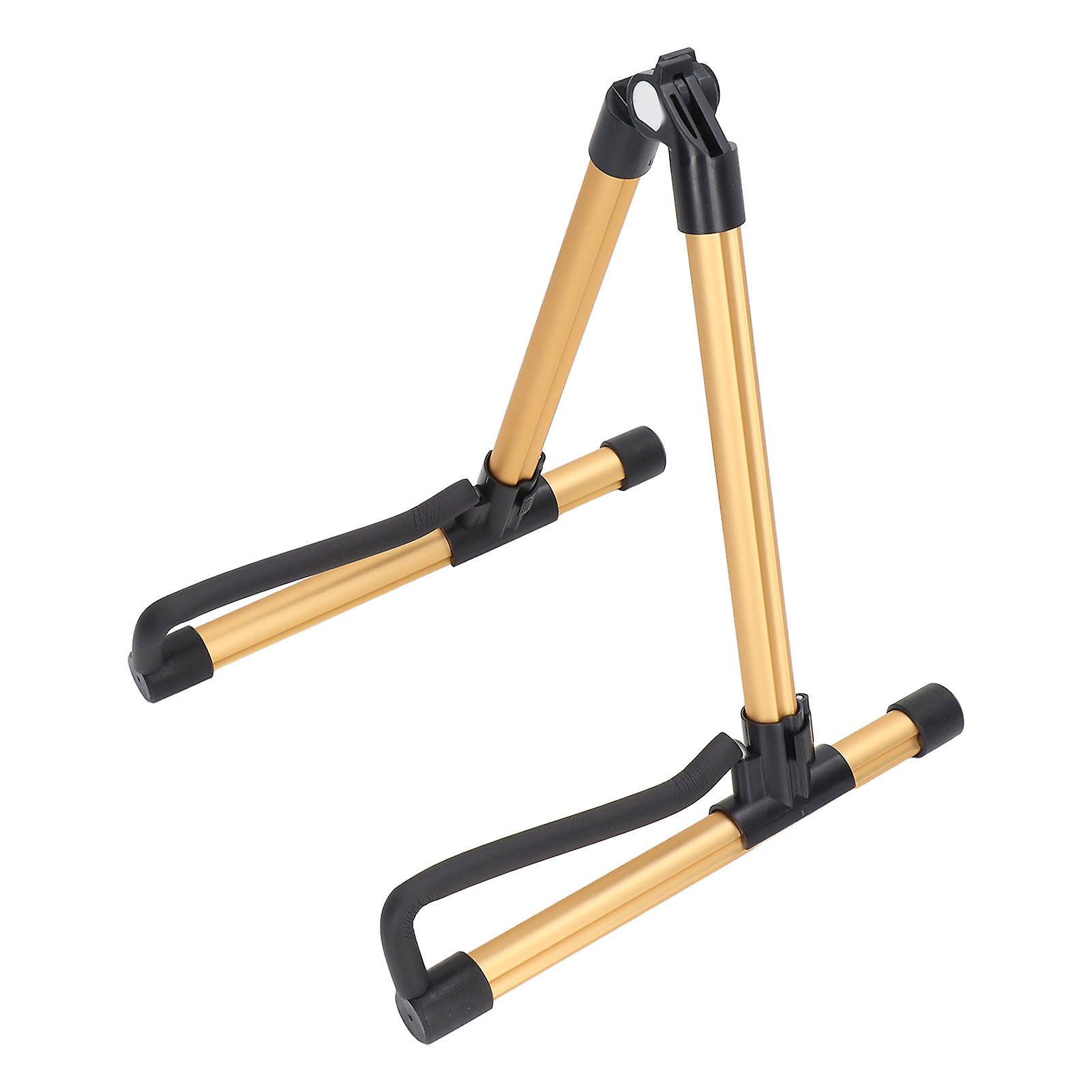 Foldable Guitar Stand Adjustable Metal Folding Instrument Stand for String Instruments Gold 
