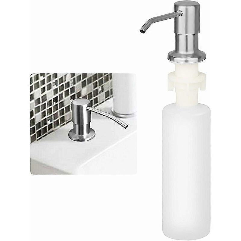 Built-in Liquid Soap Dispenser with 300ML Bottle, Sink Foam Soap Dispenser, Kitchen Dish Soap Dispenser, Stainless Steel Detergent Dispenser for Bathr