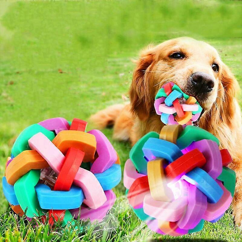 2PCS LED Dog Ball Bell Toy Balls Interactive Bouncing Luminous Ball with Flashing Elastic Dog Ball LED for Glitter Dog