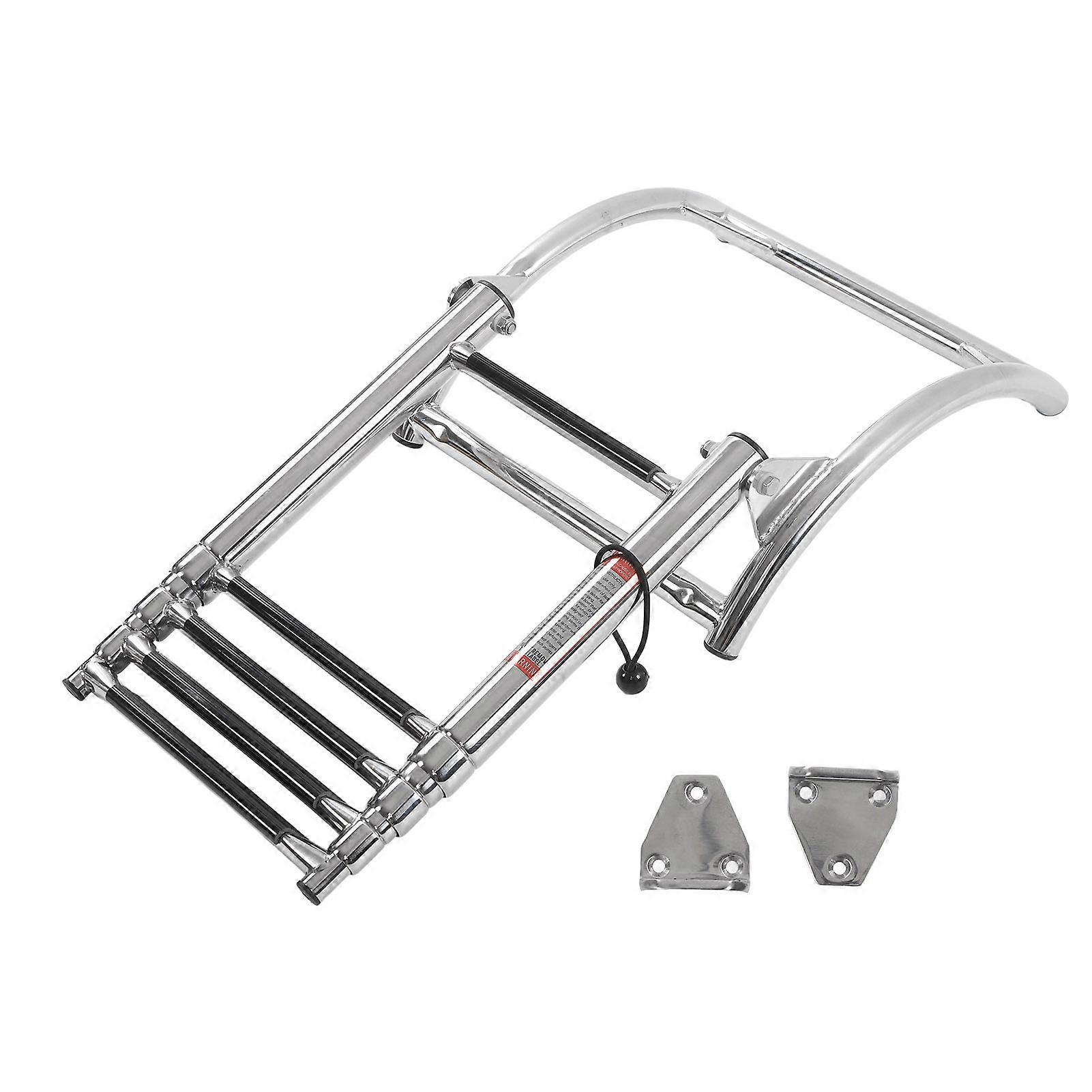 Boat Dock Ladder 4 Steps 316 Stainless Steel Polished Finish Folding Deck Ladder for Sailboats Marine Yacht Swimming Pool E2U211