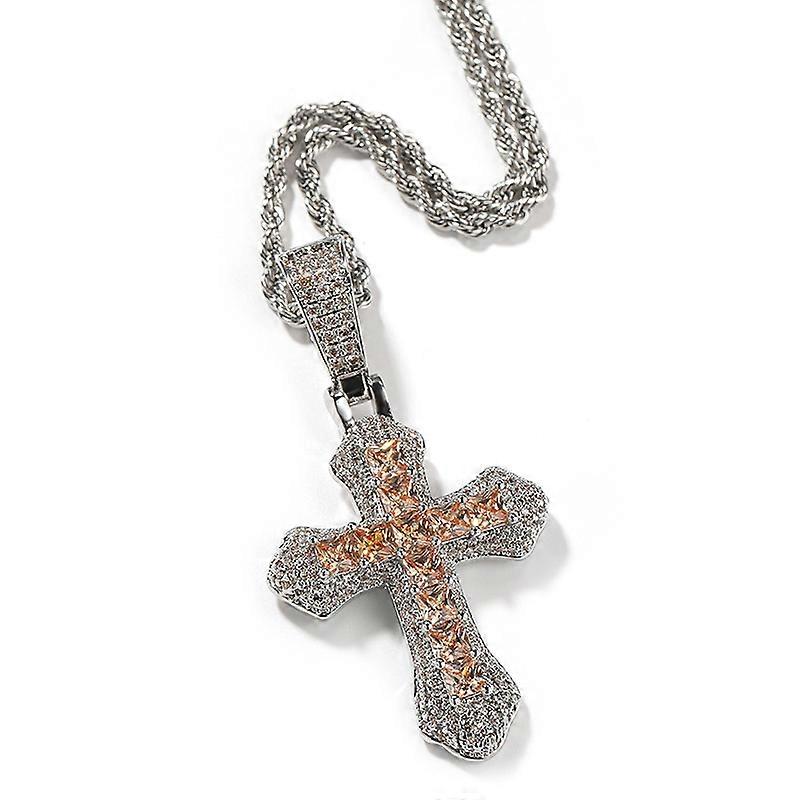 Hip Hop 3A+ Cz Stone Paved Bling Iced Out Σταυρός μενταγιόν Κολιέ για τους άνδρες Γυναίκες Unisex Rapper Κοσμήματα