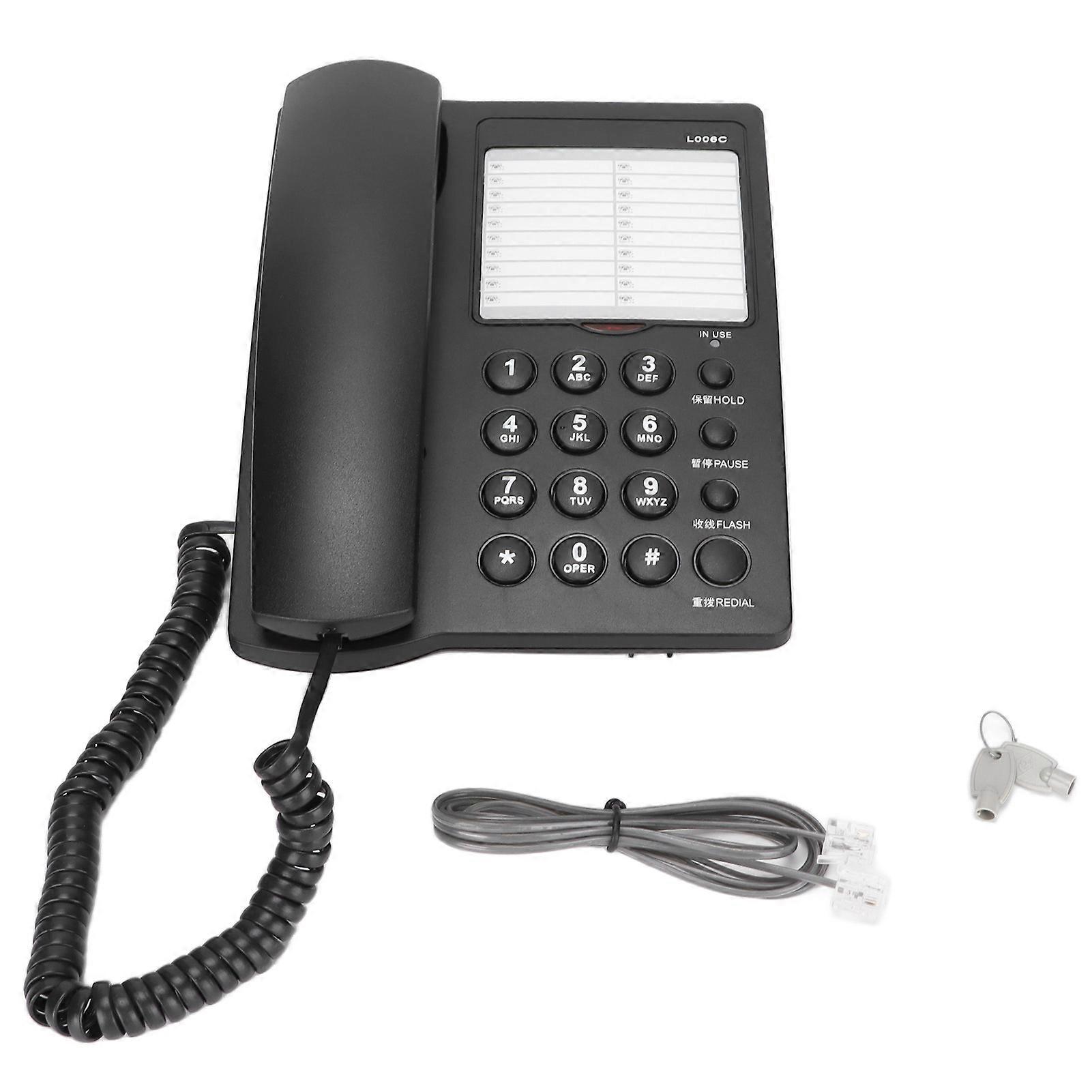 L006c Desktop Corded Telephone Home Office Fixed Phone Take Up Hold Pause Redial Lock Function Adjustable Ringtone