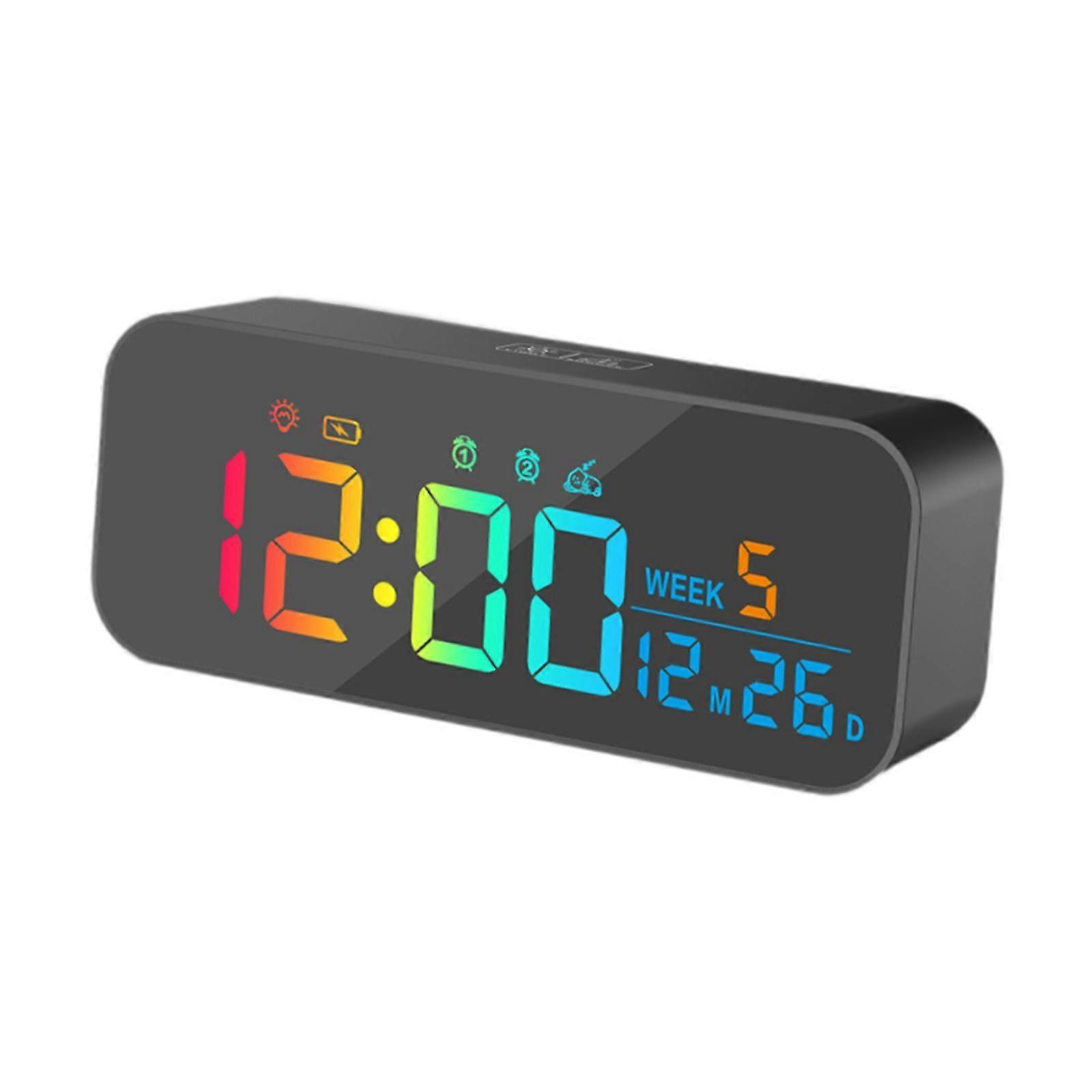 Digital Clock Memory Function Desktop Clock for Bedroom Indoor Office White