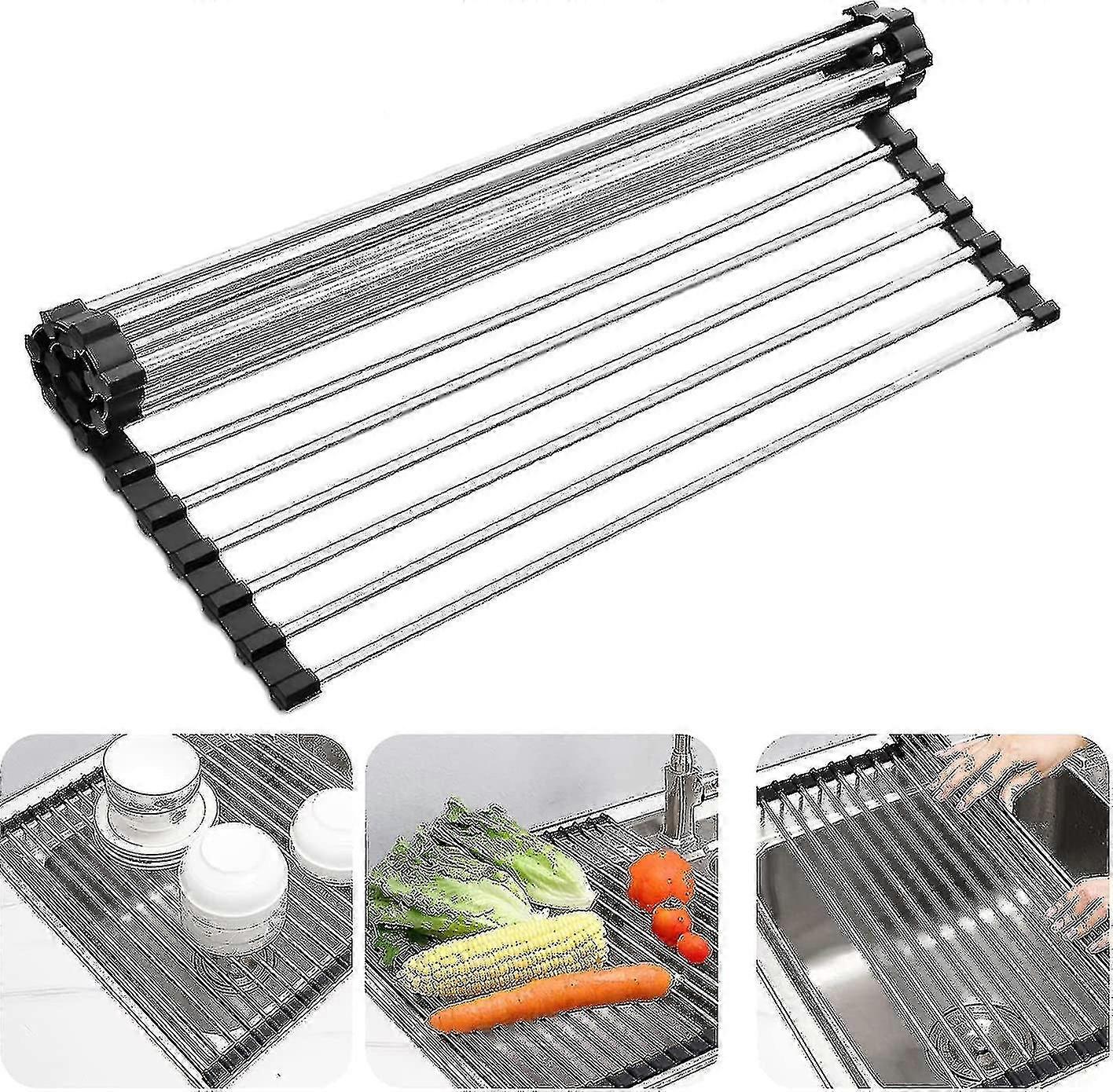 Roll-up Dish Drying Rack-foldable Multipurpose Heat Resistant Stainless Steel