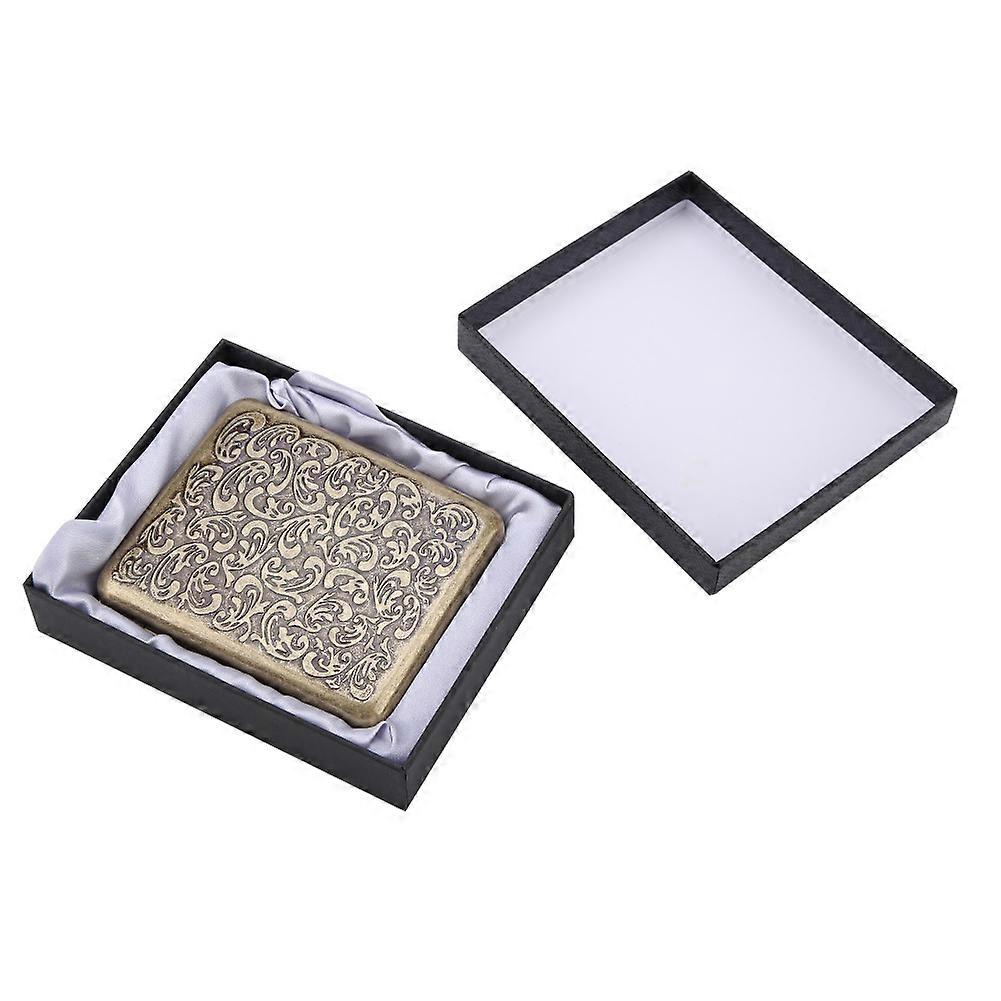 علبة علبة السجائر المعدنية البرونزية الرجعية حامل جيب مزدوج الوجهين ل 20 سيجارة (# 1)