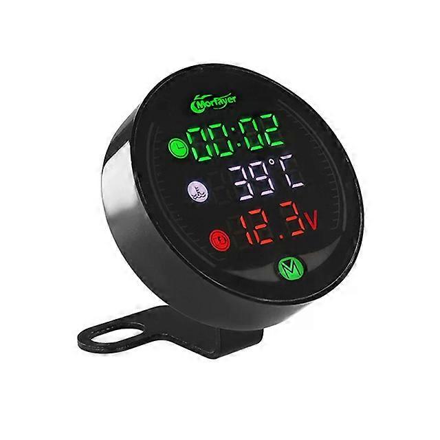 Digital Motorcycle Electronic Clock DC 9V-24V Digital Time Clock + Water Thermometer +Voltage Voltmeter Motorcycle Time Clock