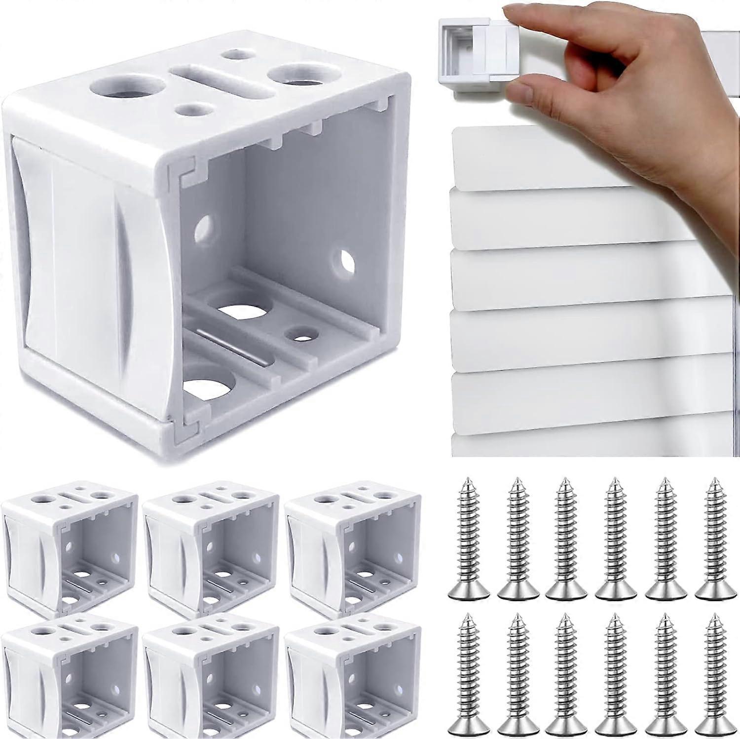 Mini Blind Brackets, 1 Inch Blind Brackets, Window Blind Brackets for Headrail Holder, White Brackets for Blinds, Mini Blinds Box Mounting Bracket (6 