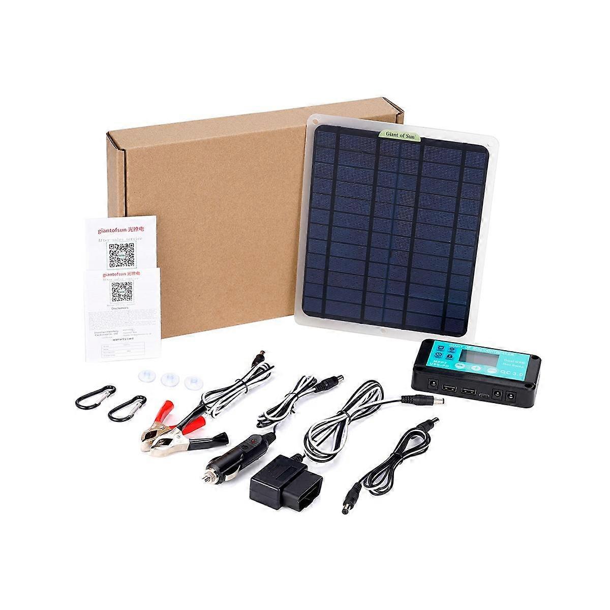 20W Solar Panel 12V 10A Battery Controller Car Charger Outdoor Battery Supply for Vehicle Battery w