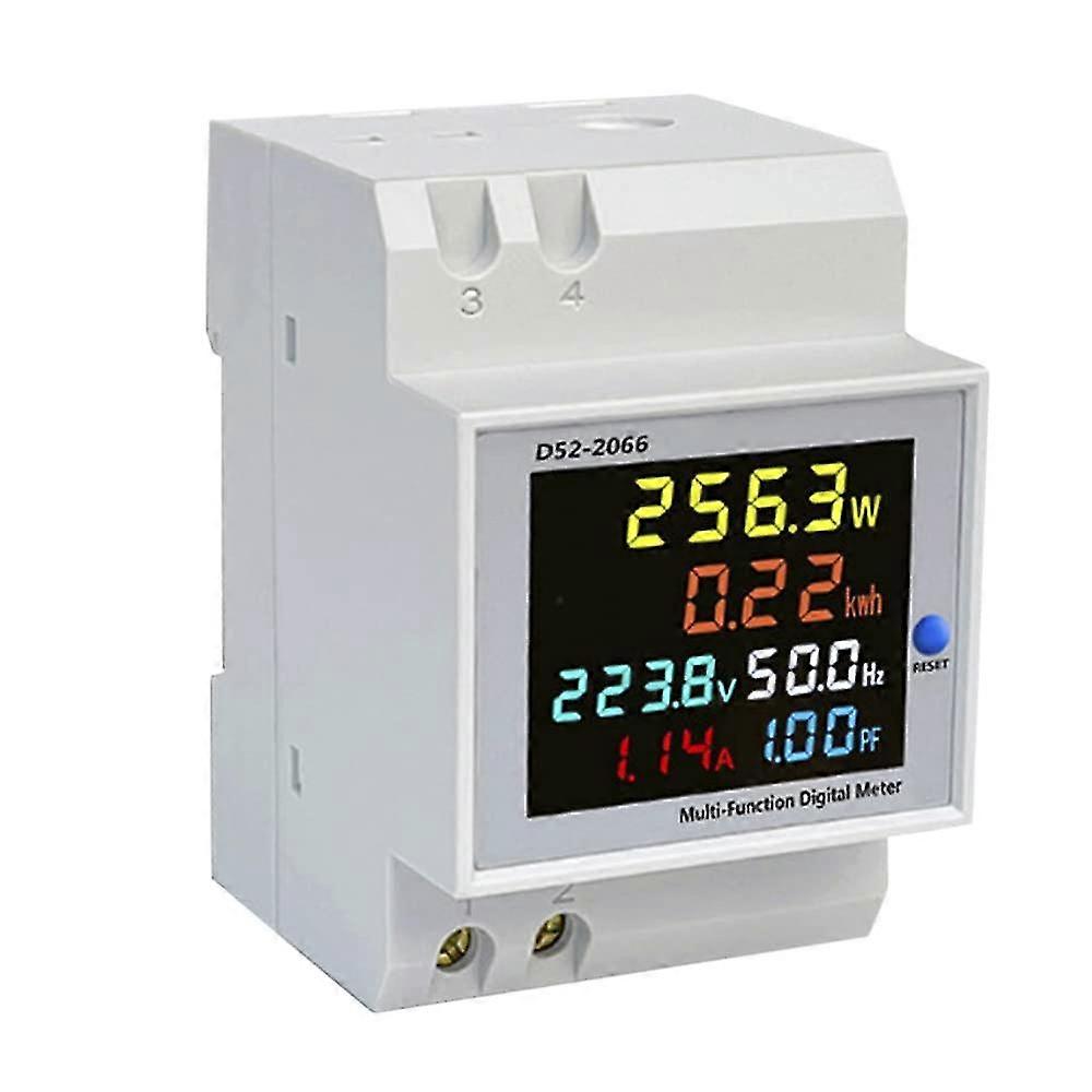 Digital Energy Meter,ac 40-300v 100a Voltmeter Ammeter,multifunctional Resettable Factor Frequency Power Din Rail Multimeter