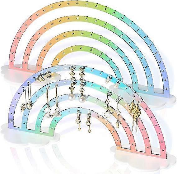 Iriserende øredobber Stand 74 hull Display Rainbow Iridescent øredobber Smykker Display Stand Holder Oppbevaringsstativ Plast Clear Akryl Earbb Stand St