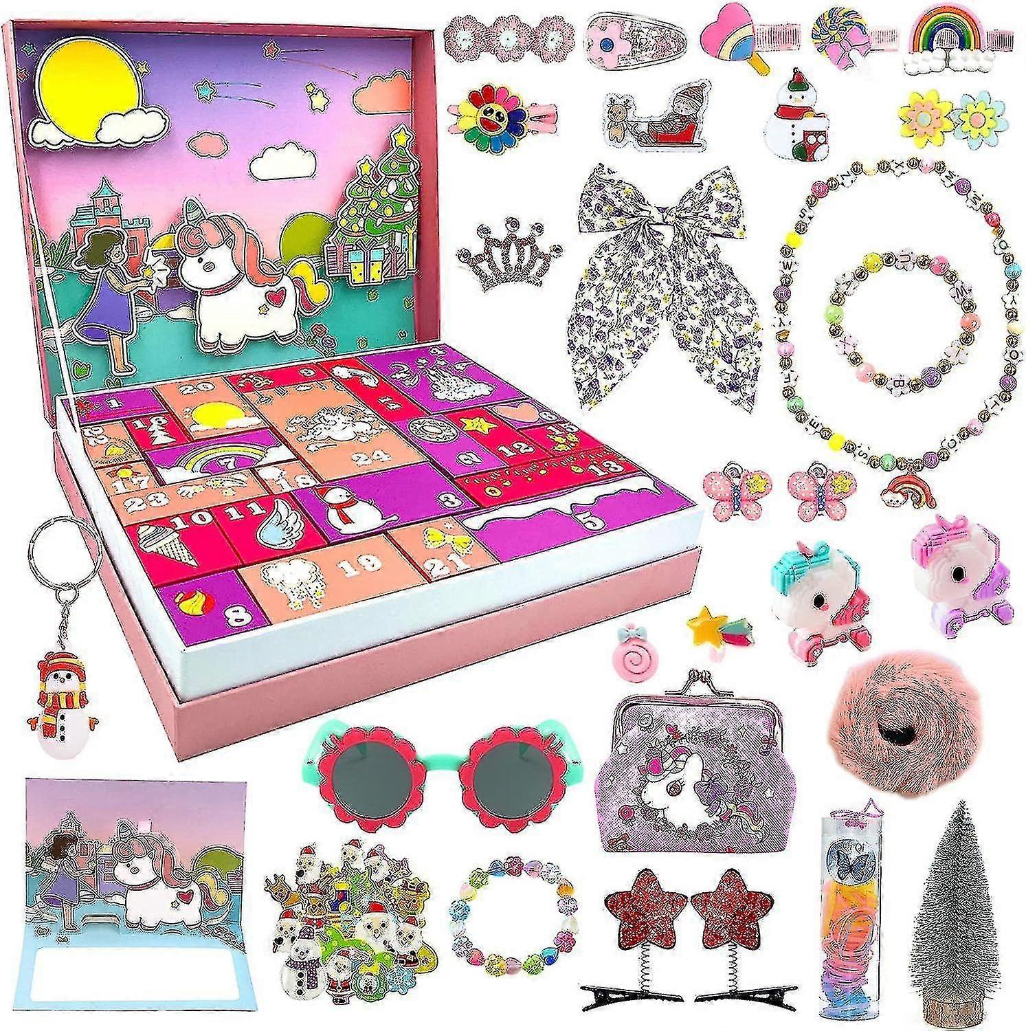 العد التنازلي منتج جديد أعمى مربع الفتيات قلادة مجوهرات الجليد والثلج يونيكورن مفاجأة عيد الميلاد هدية مربع مجموعة