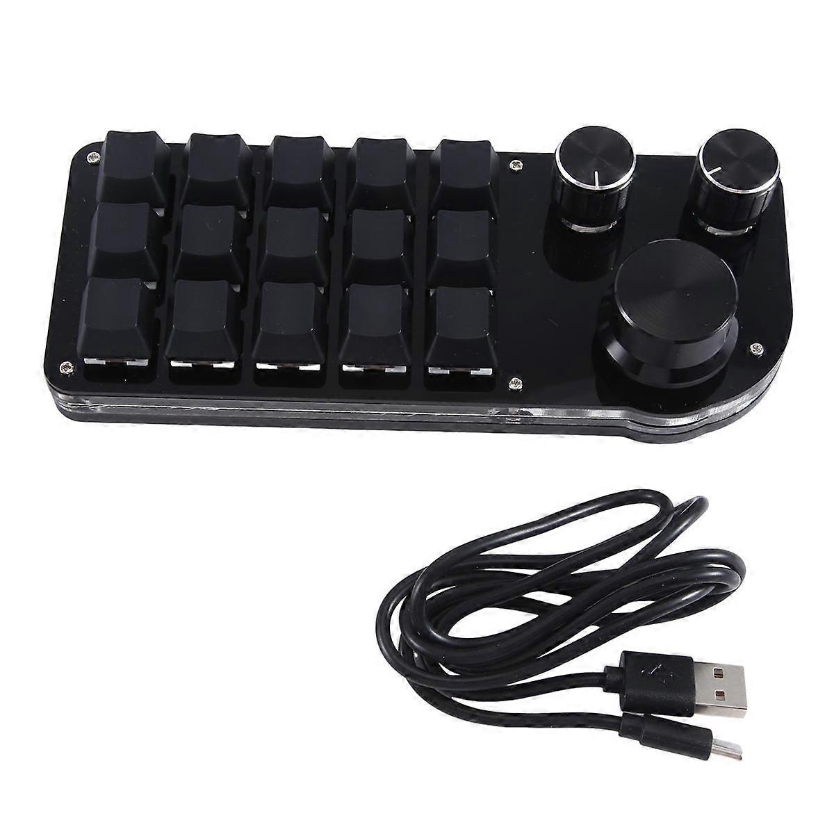 Programming Macro Custom 15 Keys 3 Knob Keyboard RGB Copy Paste Mini Button Photoshop Gaming Keypad