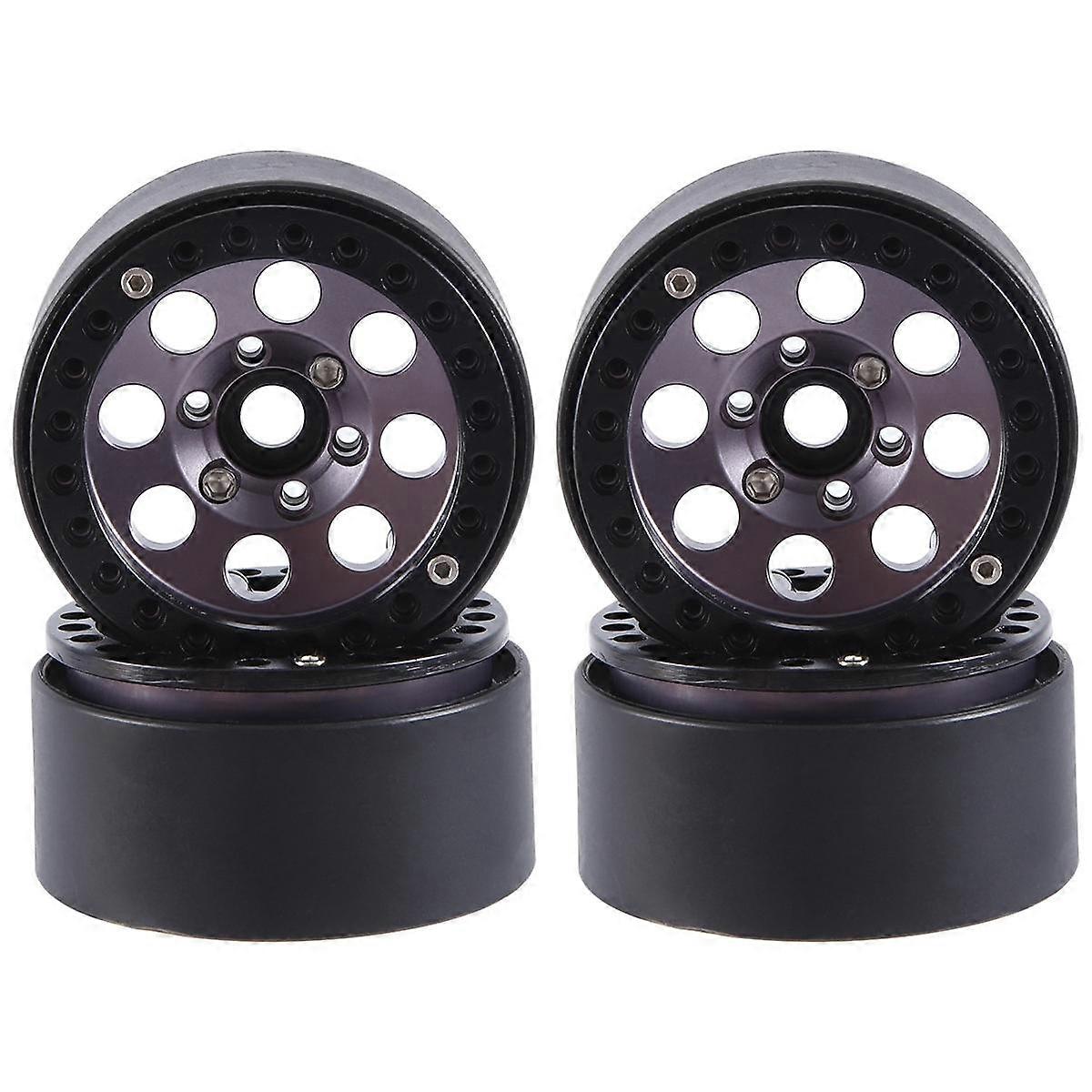 4PCS 1.9 Metal Beadlock 8 Round Hole Wheel Hub Rim for 1/10 RC Crawler Axial SCX10 90046 AXI03007 T