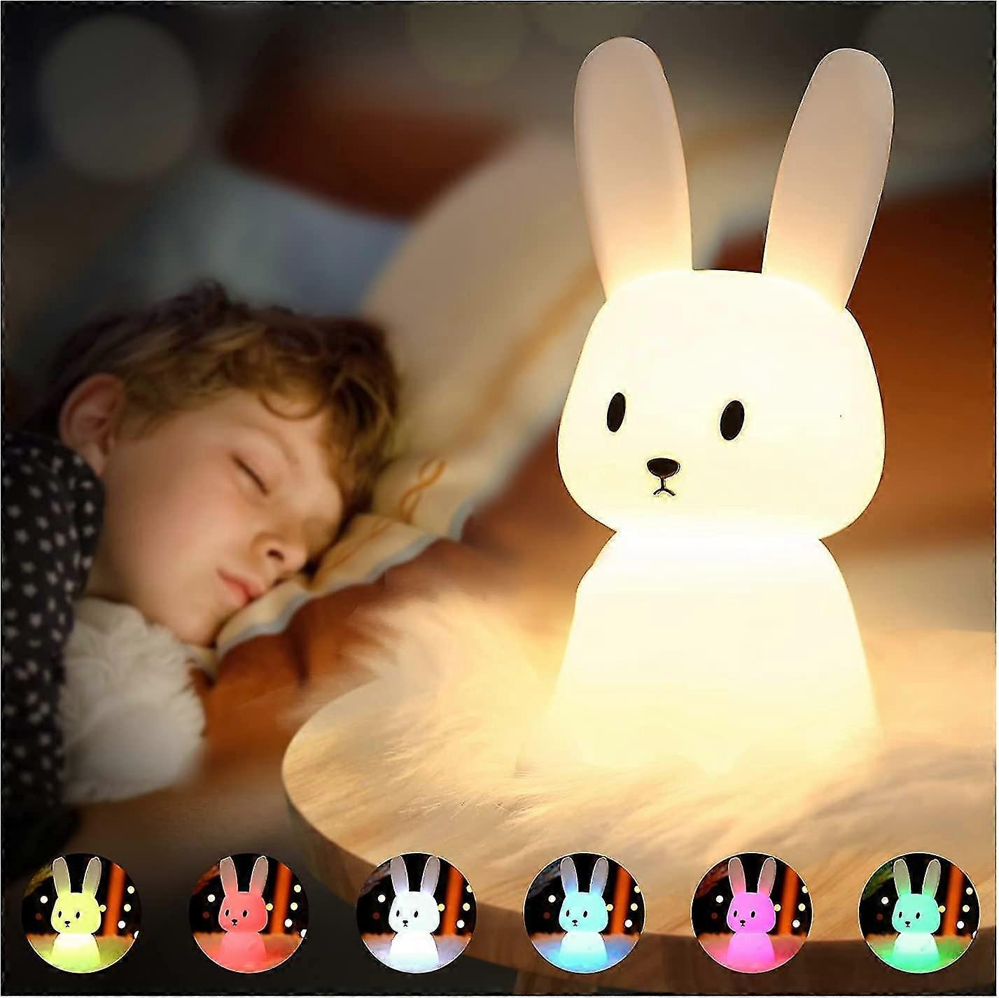 Cute Rabbit Night Light For Kids Room, Portable Silicone Night Light For  Toddler, Squishy Nursery Lamp, Kawaii Room Decor, Color Changing Tap Control