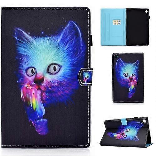 For Samsung Galaxy Tab A9+ Colored Drawing Stitching Horizontal Flip Tablet Leather Case
