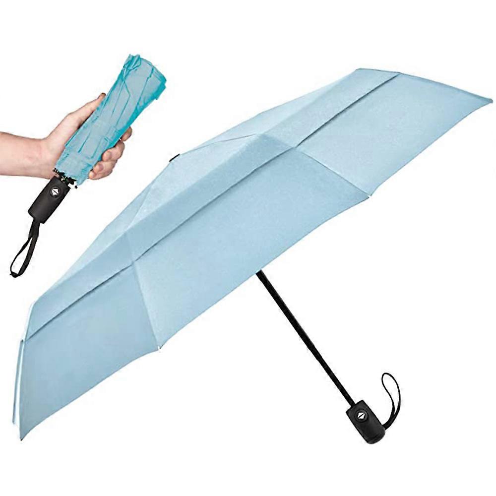 (287070)Windproof Travel Umbrellas for Rain - Lightweight, Strong, Compact with & Easy Auto Open/Close Button for Single Hand Use - Double Vented Cano