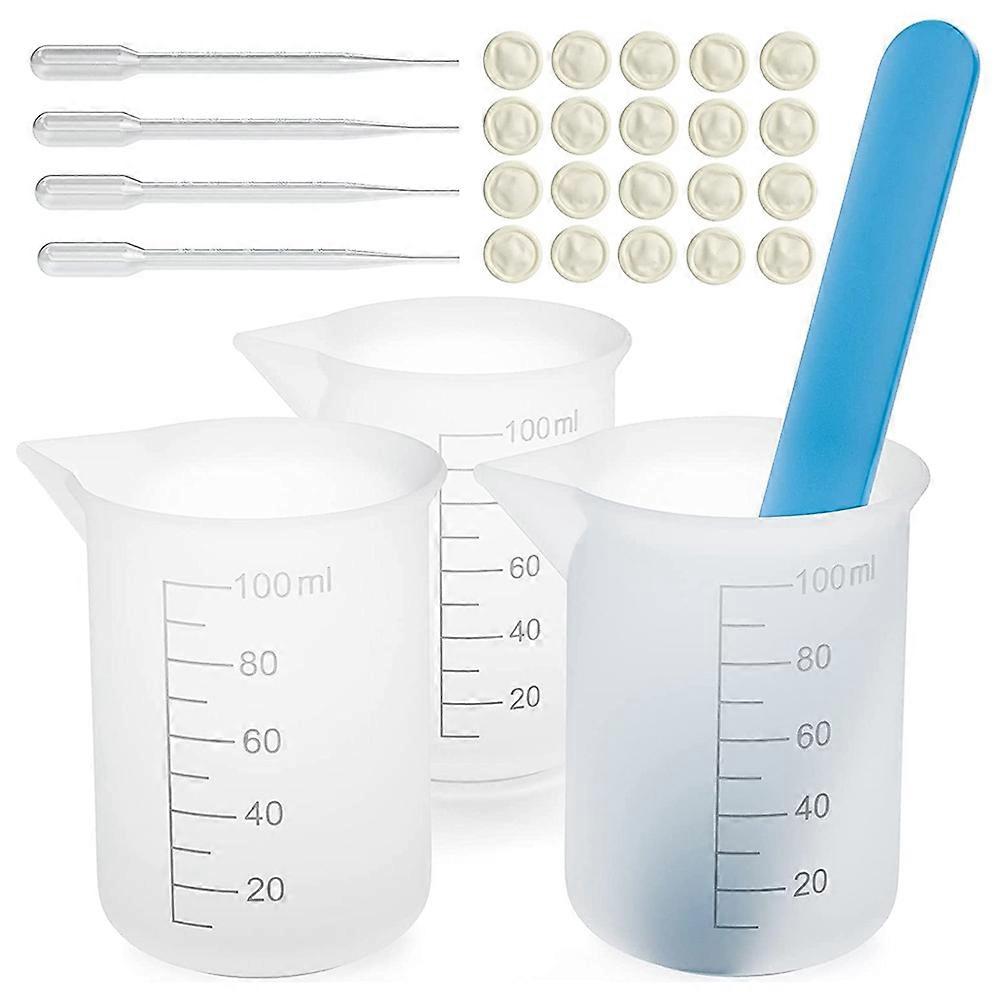 Silicone Measuring Cups Kit with Silicone Popsicle Stir Stick, Pipettes, Finger Cots for Epoxy Resi