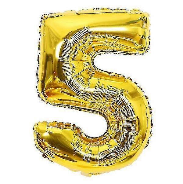 Gold 5 32inches Number Foil Balloons