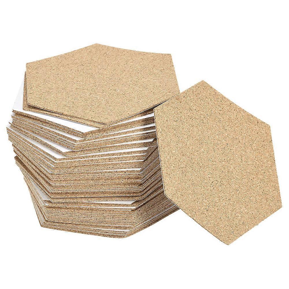 10 قطع من حصيرة الفلين السداسية 100 × 85 × 1 مم، قواعد أكواب سداسية الشكل من الفلين، ملحقات تزيين طاولة المطبخ الخشبية ذات الظهر اللاصق، قطع غيار