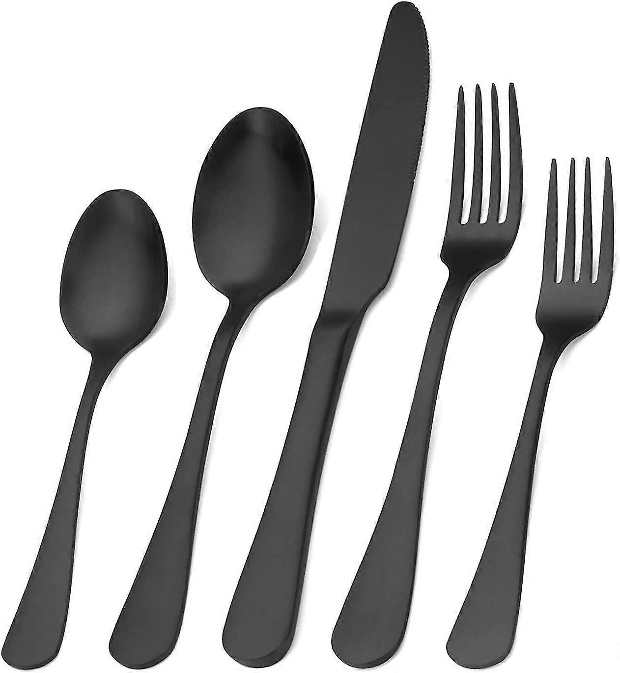 Matte Black Silverware Set, Satin Finish 20-piece Stainless Steel Flatware Set,kitchen Utensil Set Service For 4,tableware Cutlery Set For Home And Re