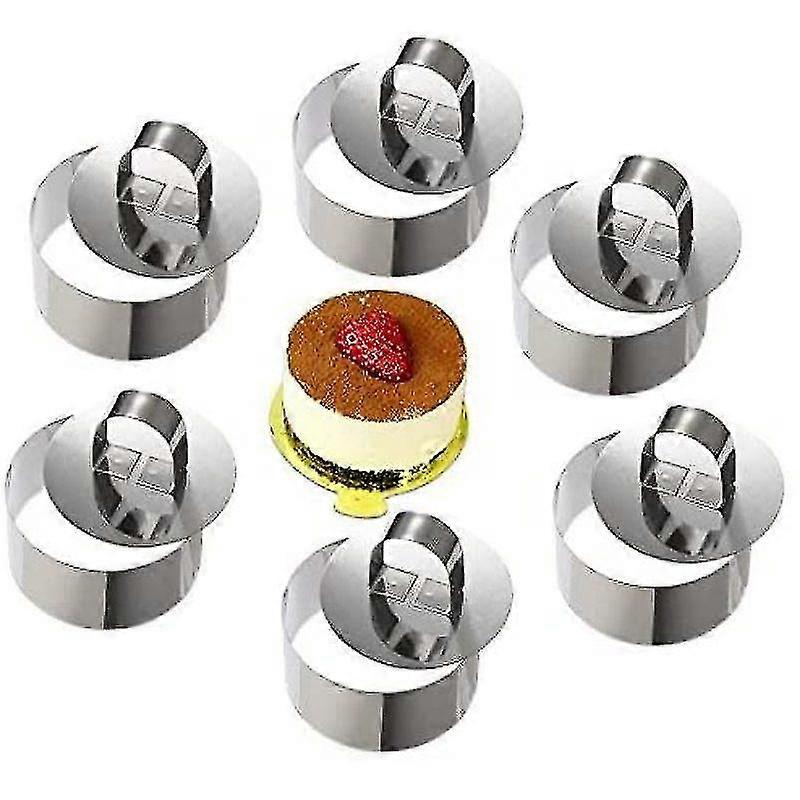 Mousse Ringe Kagering Rustfrit Stål, 8cm Diameter, 6 Stykker (runde)
