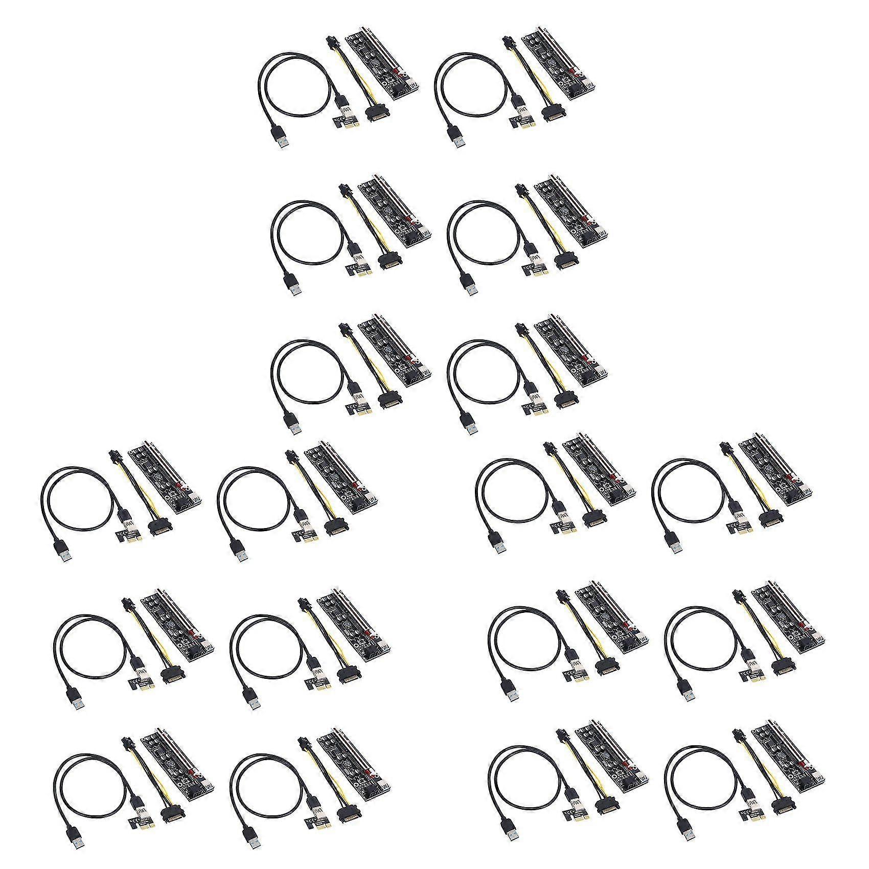 18pcs Ver009s Plus Pci-e Riser Card Pci Express 1x To 16x Adapter With Usb 3.0 Cable Sata To 6pin P