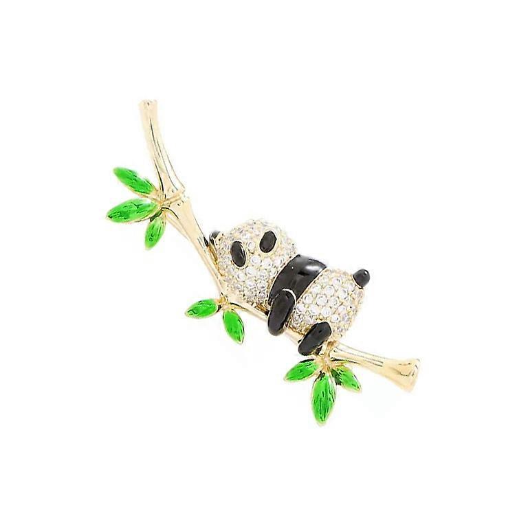 Iconic crystal clear panda brooch
