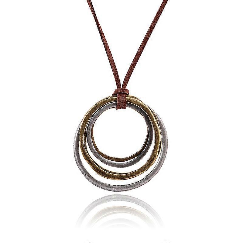 Retro Ethnic Style Alloy Circle Women's Multilayer Necklace