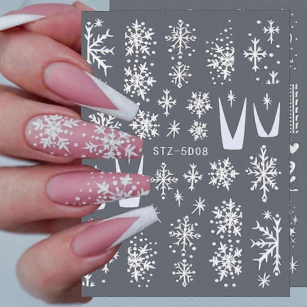 Snowflake Nail Art Sticker Decals 5d Embossed Christmas