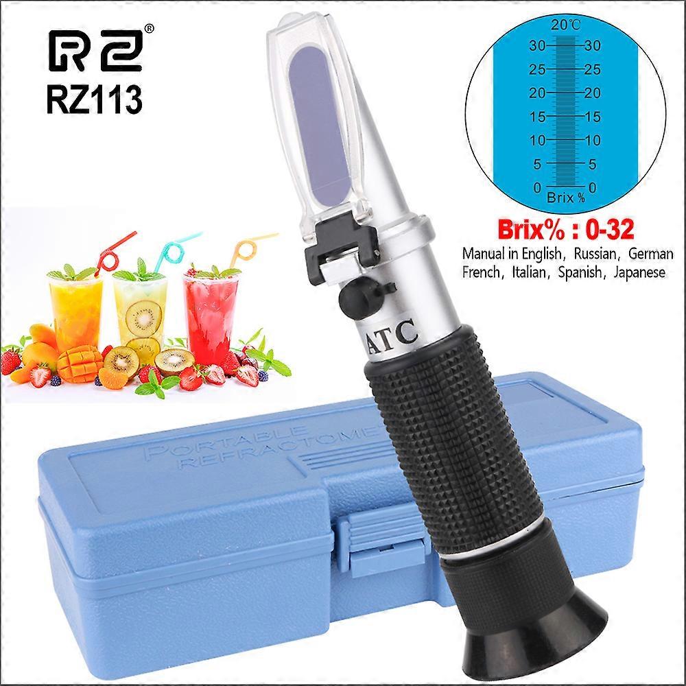 Refraktometer Handheld-Zuckermessgerät Brix-Test Optisch 0-32% ATC Milch Tee Obst Zuckermessgerät Saccharimeter RHB-32ATC
