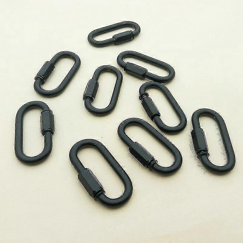10 Pieces Carabiner Shape Quick Link Chain Connector Key Ring Holder For Hammock Camping