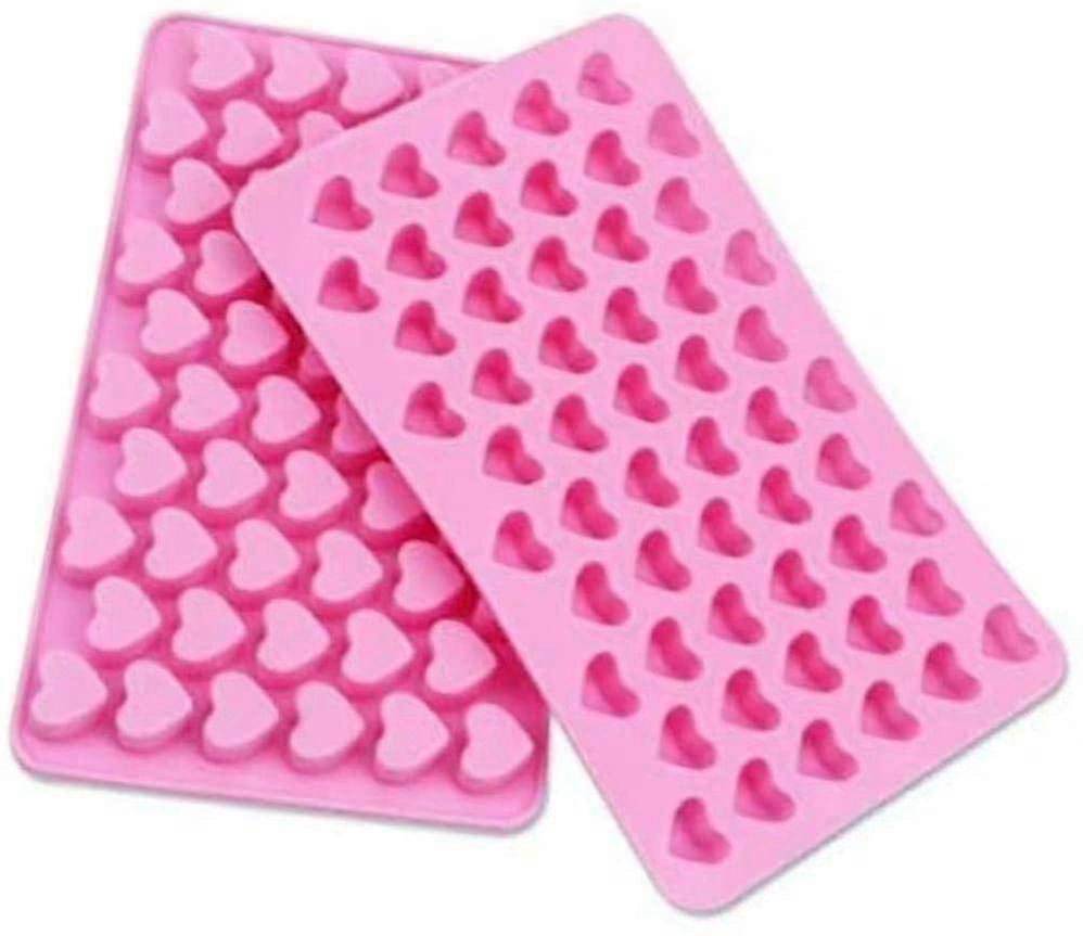 2 Pack Silicone Molds,55 Cavity Hearts Non-stick Chocolate Candy Ice Jelly Sweets Molds