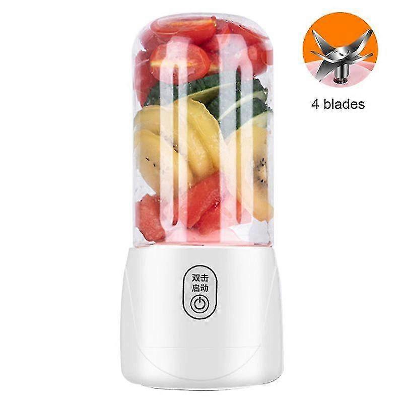 Portable Mini Juicing Cup Travel Blender USB Rechargeable Fruit Blender Juicer (White)