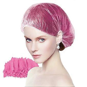 Bathroom Accessory Set Disposable Shower Cap Bathing Cap Bathing Accessories Women for Home Use, Hotel, Spa, Hair Salon and Workshop 100 Pieces(Pink)