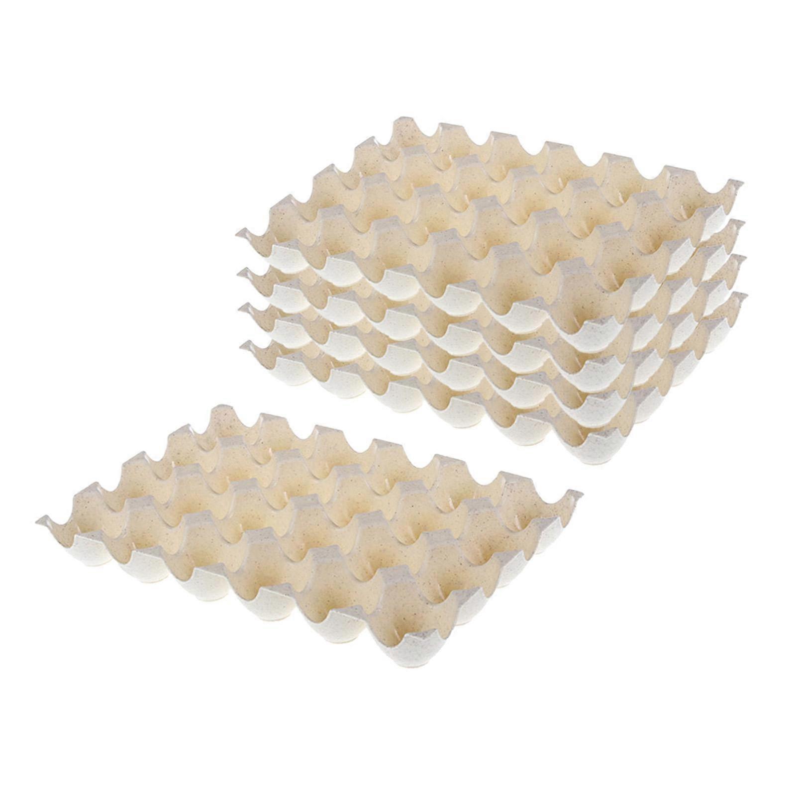 5Pcs Egg Storage Box Stackable Egg Tray for Refrigerator Beige