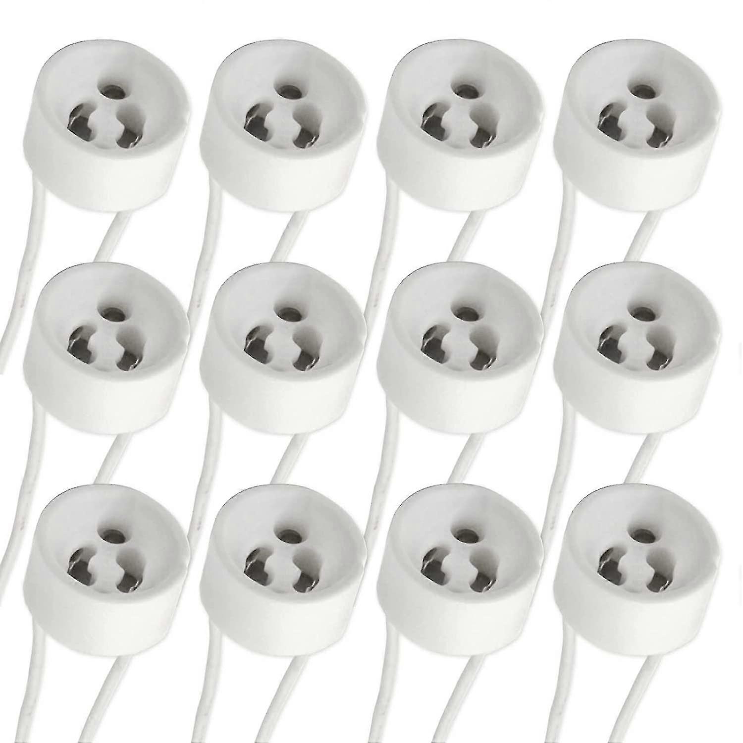 12pcs Gu10 Spot Lampholder With Silicon Cable,0-250v 2a Max.300w,standard Gu10 Socket Ceramic Base,connector Adapter