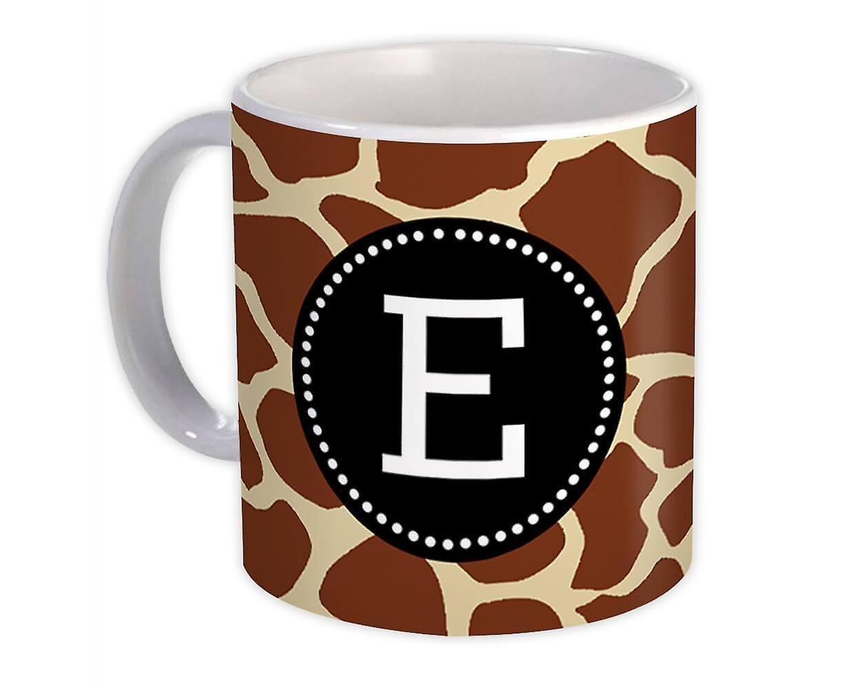 Gift Mug: Monogram Letter E Giraffe