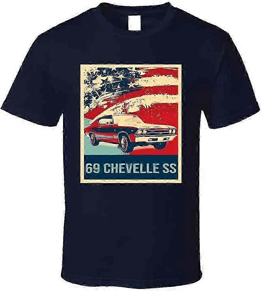 Camiseta Estilo Pop Art com Vista Frontal Três Quartos para Chevy Chevelle Ss 1969 Material retrô moderno