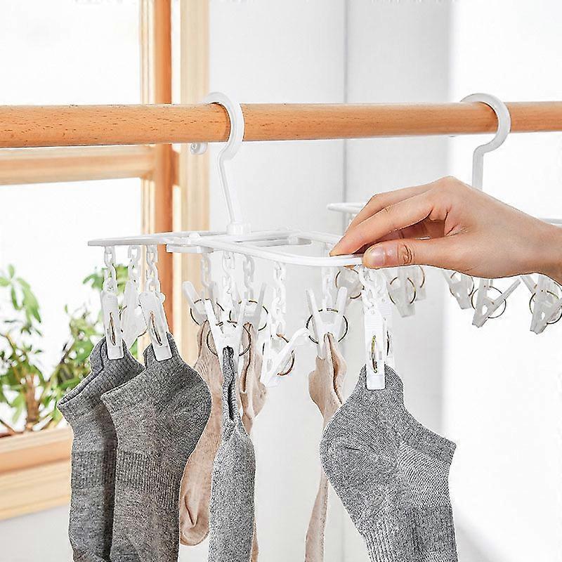 360-Degree Rotating Drying Rack Windproof Socks Rack Multi-Clip Plastic ...